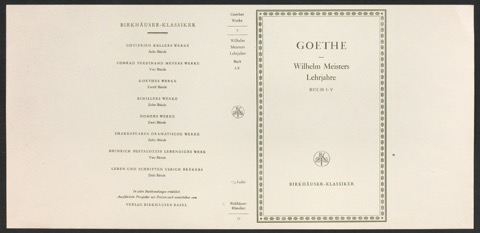 Probedruck für den Schutzumschlag von Goethes Werke, Band 7