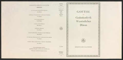Probedruck für den Schutzumschlag von Goethes Werke, Band 2