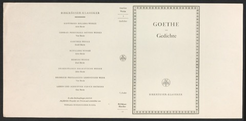 Probedruck für den Schutzumschlag von Goethes Werke, Band 1