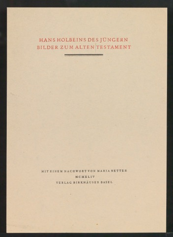 Probedruck für das Titelblatt von Hans Holbeins des Jüngeren Bilder zum Alten Testament