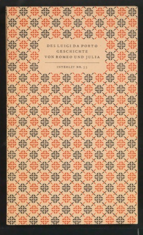Blindband mit Schmutztitel und Titelblatt von Geschichte der Liebe und des Todes von Romeo und Julia