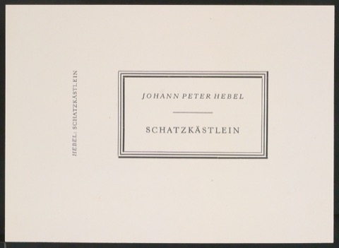 Probedrucke und montierter Entwurf für Titelschild von Das Schatzkästlein