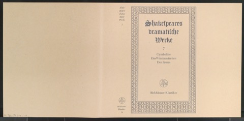 Probedruck für den Schutzumschlag von Shakespeares dramatische Werke, Band 7
