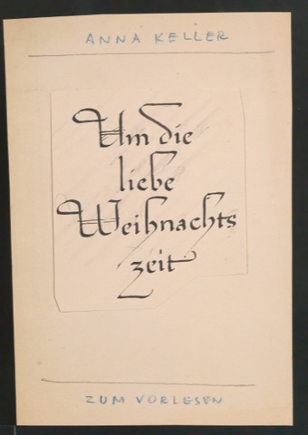 Entwurfsskizze für den Bucheinband von Um die liebe Weihnachtszeit