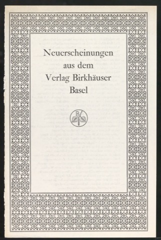 Probedrucke für das Titelblatt von Verlagsprogramm Neuerscheinungen aus dem Verlag Birkhäuser