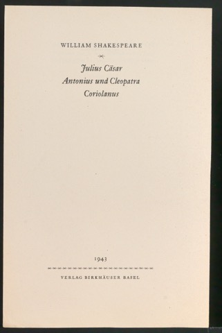 Probedruck von Titelblatt für Shakespeares dramatische Werke, Band 3