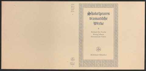 Probedruck für den Schutzumschlag von Shakespeares dramatische Werke, Band 9