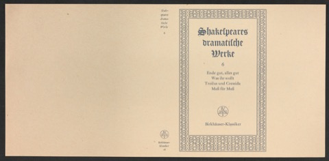 Probedruck für den Schutzumschlag von Shakespeares dramatische Werke, Band 6