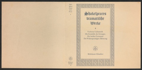 Probedruck für den Schutzumschlag von Shakespeares dramatische Werke, Band 4