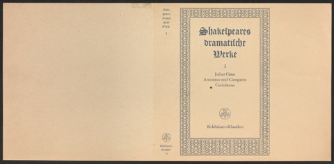 Probedruck für den Schutzumschlag von Shakespeares dramatische Werke, Band 3