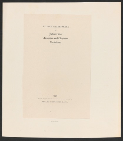 Titelblatt für Shakespeares dramatische Werke Band 3