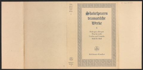 Schutzumschlag für Shakespeares dramatische Werke Band 6