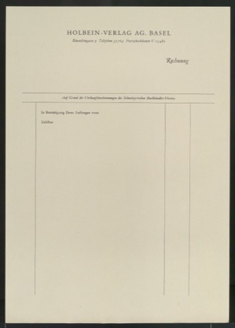 Rechnungsvordrucke für Holbein Verlag