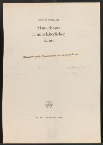 Probedruck von Titelblatt Manierismus in mittelalterlicher Kunst