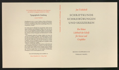 Probedruck für den Schutzumschlag von Schriftkunde, Schreibübungen und Skizzieren für Setzer