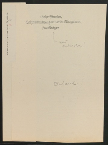 Skizze für den Bucheinband von Schriftkunde, Schreibübungen und Skizzieren für Setzer