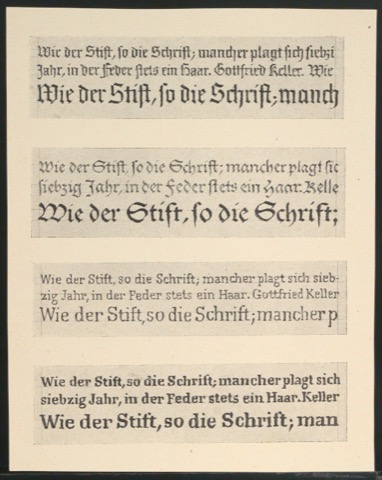 Probedrucke von Schrift-Illustrationen für Schriftkunde, Schreibübungen und Skizzieren für Setzer