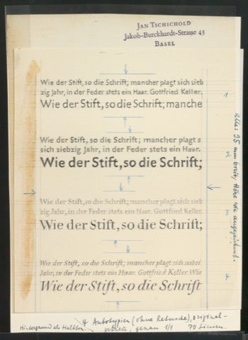 Entwürfe von Schrift-Illustrationen für Schriftkunde, Schreibübungen und Skizzieren für Setzer