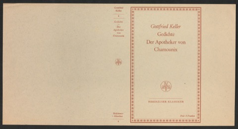 Probedruck für den Schutzumschlag von Gottfried Kellers Werke, Band 8
