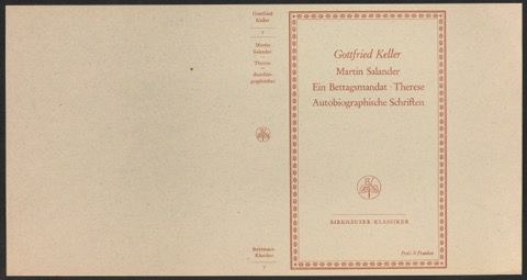 Probedruck für den Schutzumschlag von Gottfried Kellers Werke, Band 7