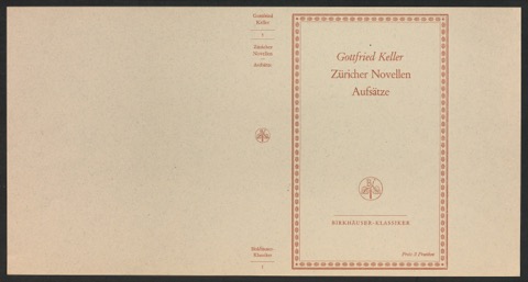 Probedruck für den Schutzumschlag von Gottfried Kellers Werke, Band 5