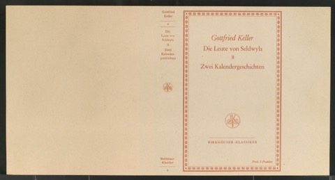 Probedruck für den Schutzumschlag von Gottfried Kellers Werke, Band 4