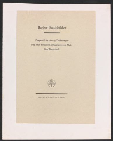Titelblatt für Basler Stadtbilder