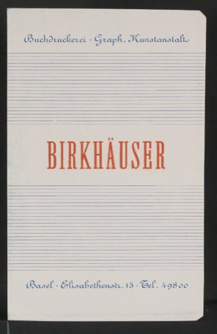 Probedruck für ein Titelblatt einer Werbebroschüre für Birkhäuser