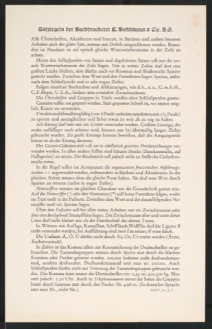 Satzregeln der Buchdruckerei E. Birkhäuser & Cie