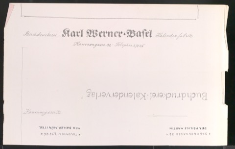 Entwurfsskizze für Wandkalender Buchdruckerei und Kalenderfabrik Karl Werner