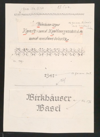 Entwurfsskizze für das Titelblatt von Bücher zur Kunst- und Kulturgeschichte und andere Werke