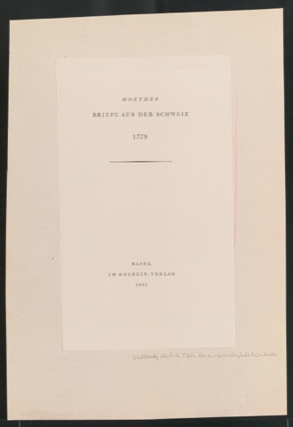 Montiertes Titelblatt von Goethes Briefe aus der Schweiz 1779