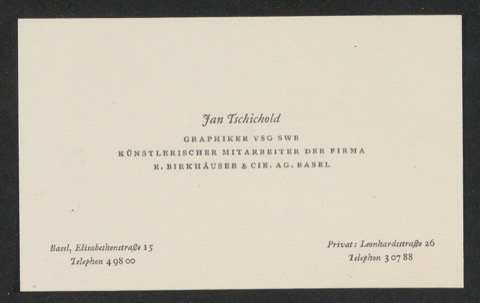 Vistenkarte für Jan Tschichold (Leonhardstraße 26)
