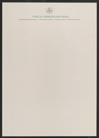 Briefbogen für Verlag Birkhäuser