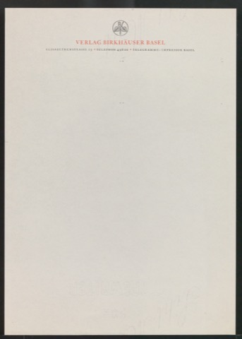 Briefbogen für Verlag Birkhäuser