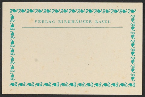 Empfehlungskarte für den Verlag Birkhäuser