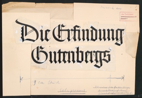 Entwurf für das Titelblatt von Die Erfindung Gutenbergs