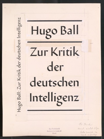 Entwürfe für Bucheinband von Zur Kritik der deutschen Intelligenz