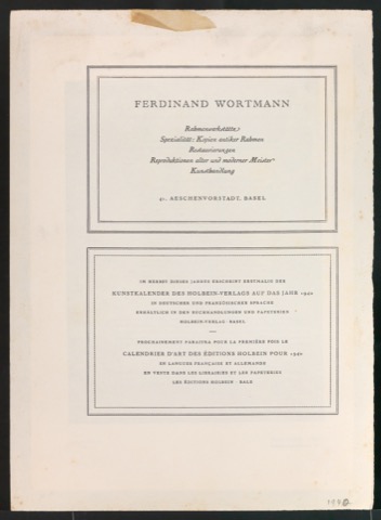 Werbeanzeigen für Ferdinand Wortmann und Holbein-Verlag