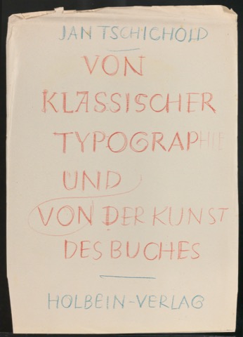 Entwurfsskizze für ein Titelblatt von Von klassischer Typographie und von der Kunst des Buches