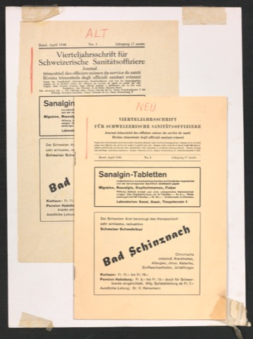 Montierte Versionen von Titelkopf Vierteljahrsschrift für schweizerische Sanitätsoffiziere