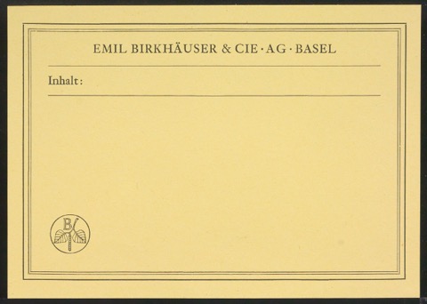 Etikett mit Inhaltszeile für Birkhäuser