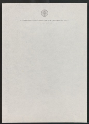 Briefbogen für Kunsthistorisches Seminar der Universität Basel