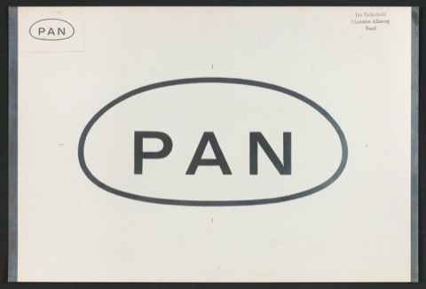 Klebeentwürfe und Fotokopie für ein Firmenzeichen PAN