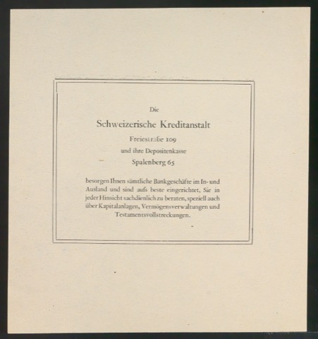 Probedrucke für Zeitungsanzeige Schweizerische Kreditanstalt