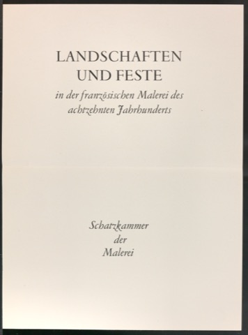 Probedruck für einen Schutzumschlag von Landschaften und Feste in der französischen Malerei des achtzehnten Jahrhunderts