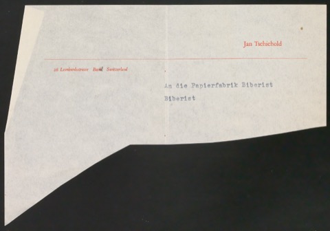 Ausschnitte von Briefbögen für Jan Tschichold