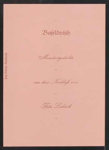 Probedruck für den Bucheinband von Baseldytsch