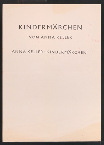 Korrekturfahne für das Titelblatt von Kindermärchen