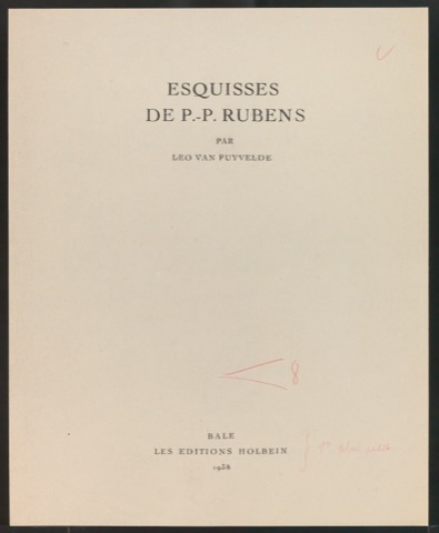 Probedrucke von Werbeblatt und Titelblatt von Esquisses de P.-P. Rubens